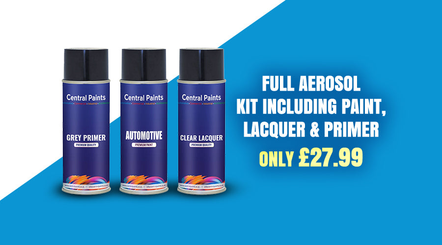 Full aerosol kit including car paint, lacquer & primer