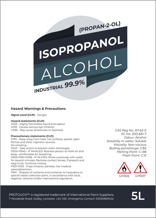 Isopropyl Alcohol IPA 99.99% 5L Cleaning  Disinfecting  Industrial Use Isopropanol