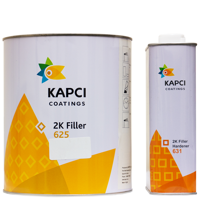 Kapci 2K High Build White Primer with Kapci 2K Filler Hardener - 3.75 Litre Kit