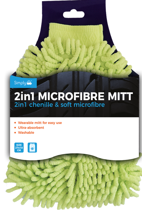 Simply Auto 2 In 1 Microfibre Wearable Mitt